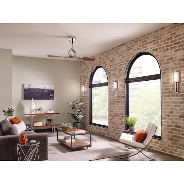 Link 54 in. Indoor Polished Nickel Low Profile Ceiling Fan with Remote Included for Bedrooms or Living Rooms