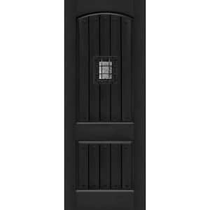 Regency 36 in. x 96 in. 2P Plank Cavalier SE Universal Handing Onyx Stain Fiberglass Front Door Slab with Clavos