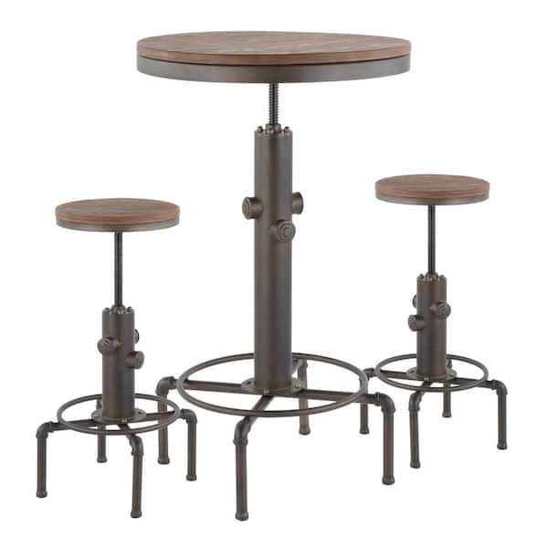 Lumisource Hydra 3-Piece Industrial Antique Bar Set