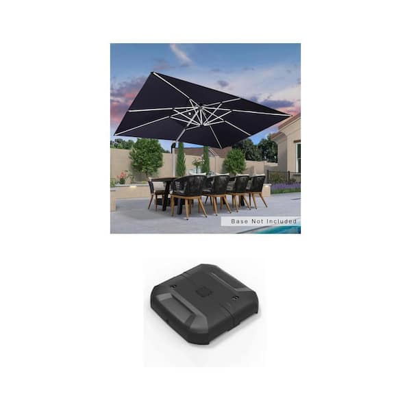 10 ft. x 13 ft. Aluminum Cantilever Patio Umbrella (Navy Blue) and 330 lbs. Weighted Base Combo