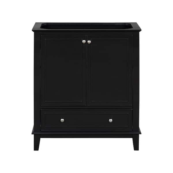 JUJABU Bath Vanity Cabinet without Top with Doors and Drawer in Black 30 in.