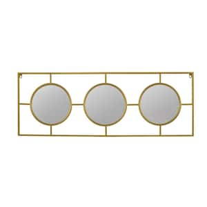 16 in. W x 43 in. H 3 Mirror Piece Wall Mirror in Gold Rectangular Frame, Home Wall Decor for Bedroom Living Room