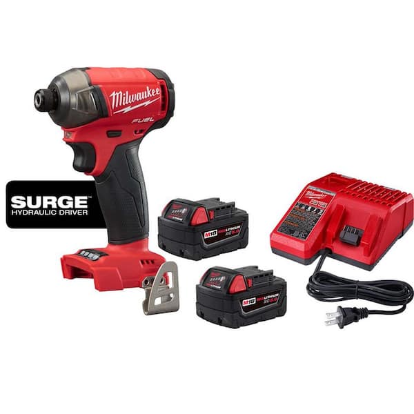 Milwaukee M18 FUEL SURGE 18V Lithium-Ion Brushless Cordless 1/4 in. Hex Impact Driver w/(2) 5.0Ah Batteries & Charger
