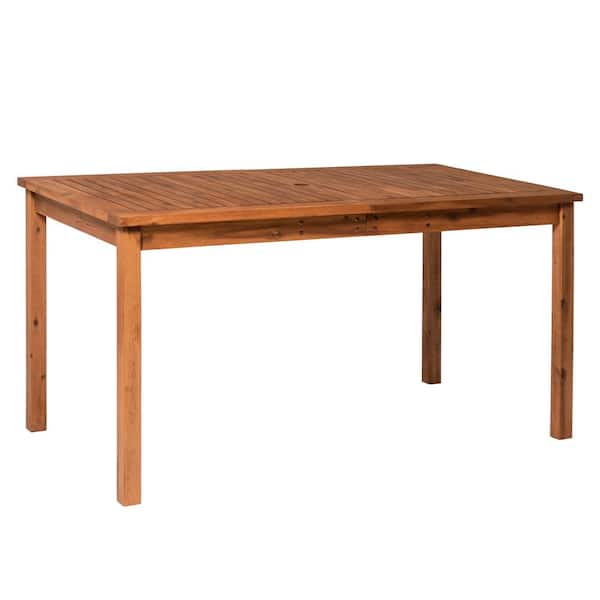 ToolCat 60 in. Brown Contemporary Acacia Wood Outdoor Dining Table with Slat Top