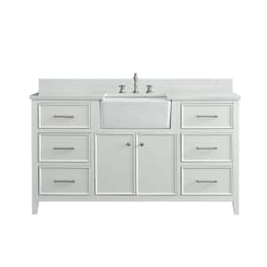 Casey 60 in. W x 22 in. D Bath Vanity in White with Engineered Stone Vanity Top in Ariston White with White Sink