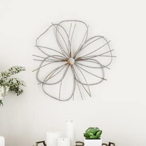 Silver and Gold Metallic Wire Flower Wall Art