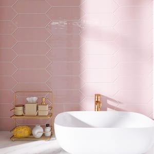 Taylor Pink 3.94 in. X 11.81 in. Polished Ceramic Picket Wall Tile (10.76 sq. ft./Case)