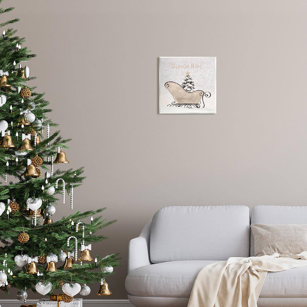 Sleigh Ride Winter Scene Beige and Black MDF Wall Art