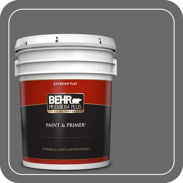 BEHR PREMIUM PLUS 5 gal. #BXC-63 Molten Lead Flat Exterior Paint & Primer
