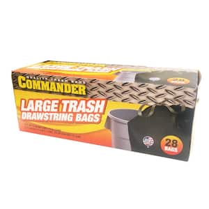 20 Gal. to 30 Gal. 1.0 Mil Black Drawstring Trash Bags 30 in. x 33 in. Pack of 28 for Home, Kitchen and Office