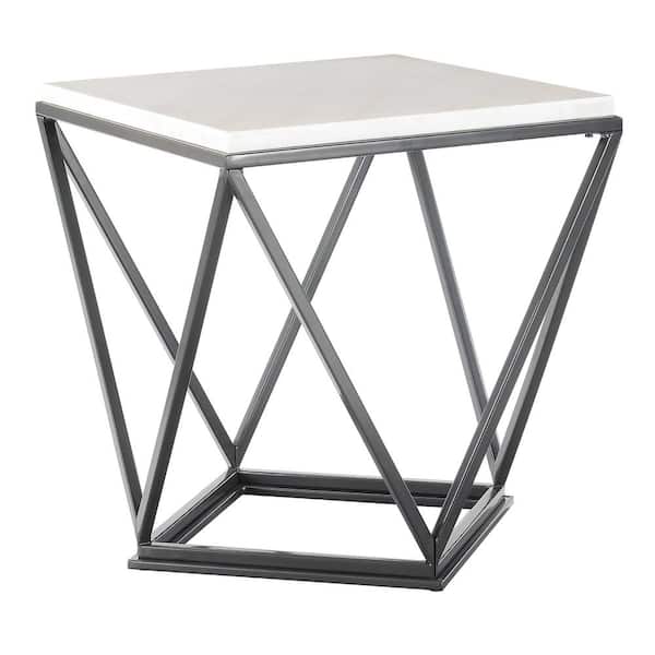 Picket House Furnishings Conner Square Marble End Table in Marble