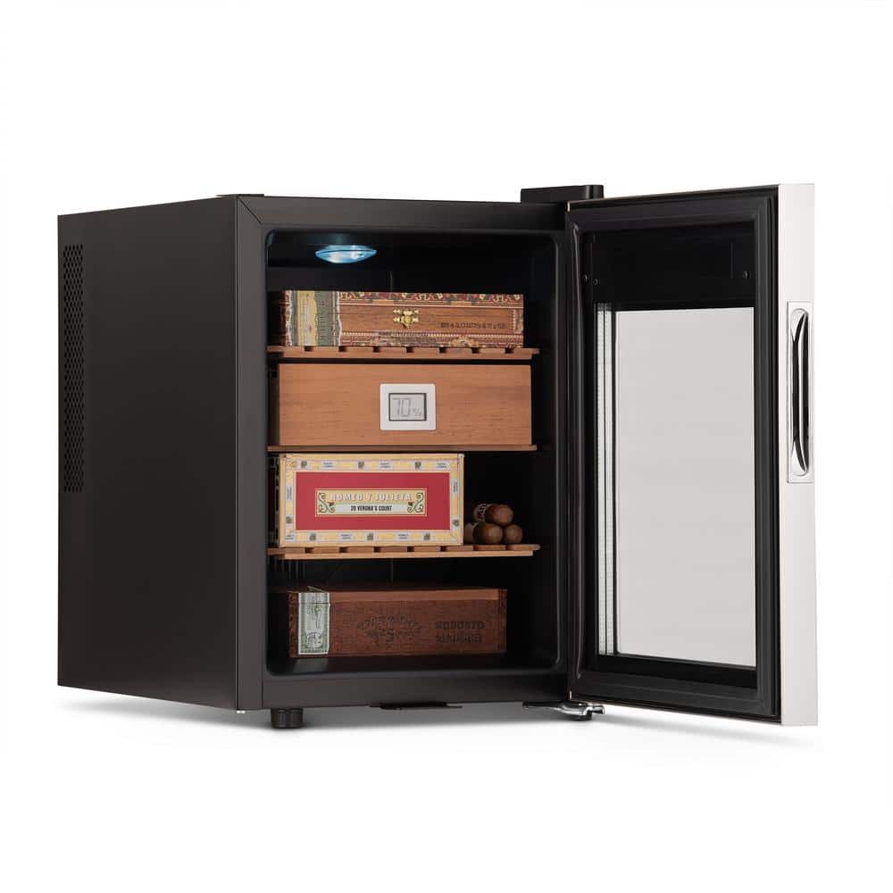 Stainless Steel Electric Cigar Humidor with Spanish Cedar Shelves