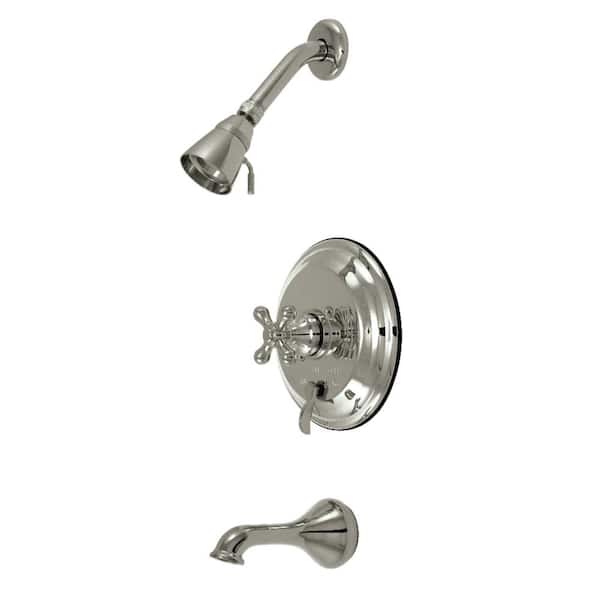 Kingston Brass Restoration Single Handle 1-Spray Tub and Shower Faucet 2 GPM with Pressure Balance in. Brushed Nickel