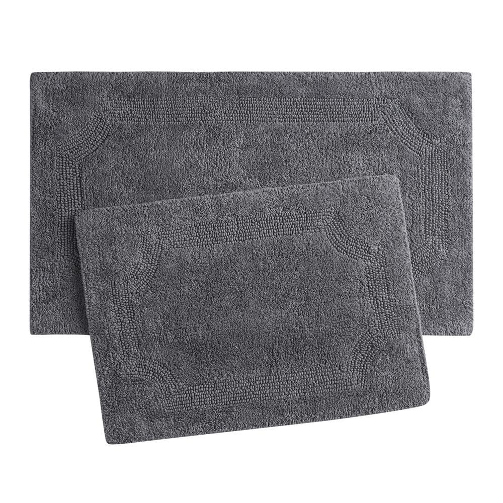 Laura Ashley Reversible Charcoal Cotton 2-Piece Bath Mat Set ...