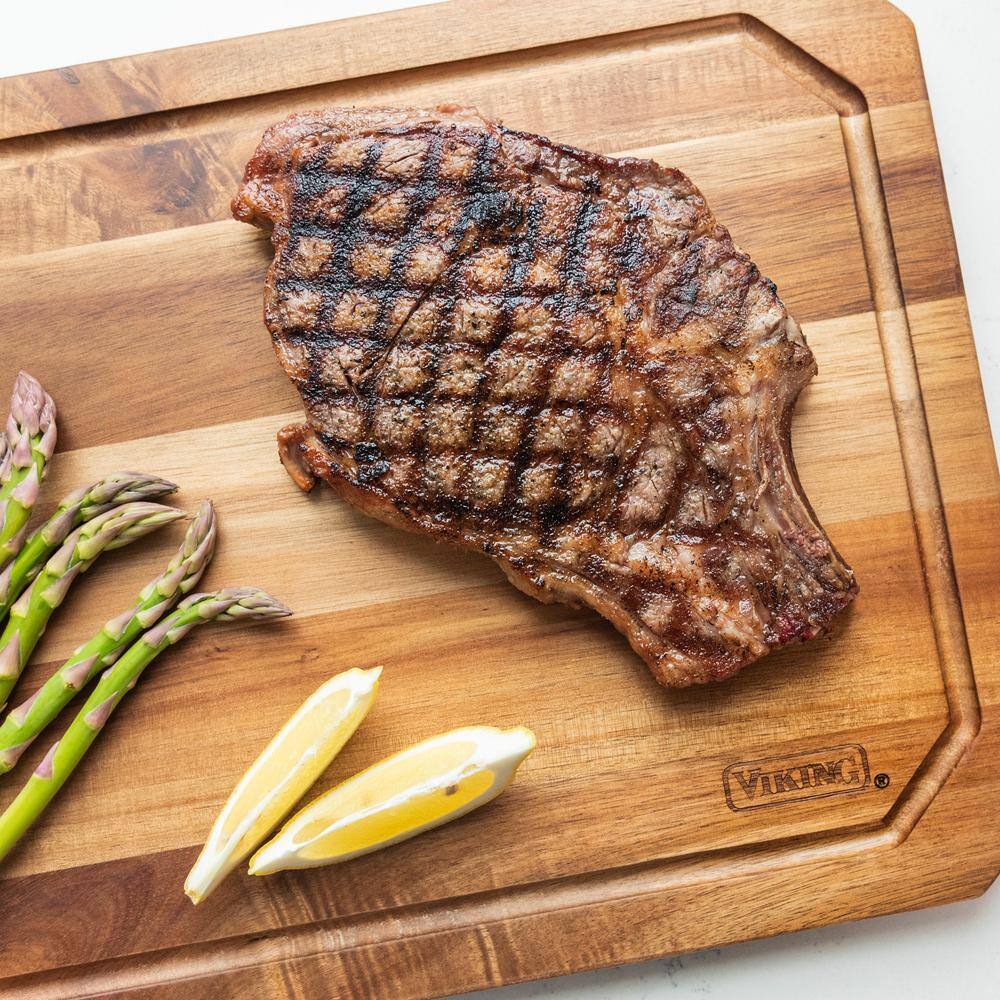 Viking Acacia Wood Rectangular Chopping Board with Juice Groove