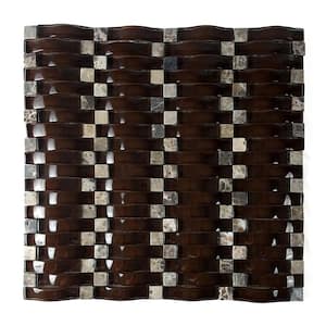 Midcentury Modern Brown 12 in. x 12 in. 3D Wave Glass and Stone Mosaic Wall Tile (14.7 sq. ft./Sheet)
