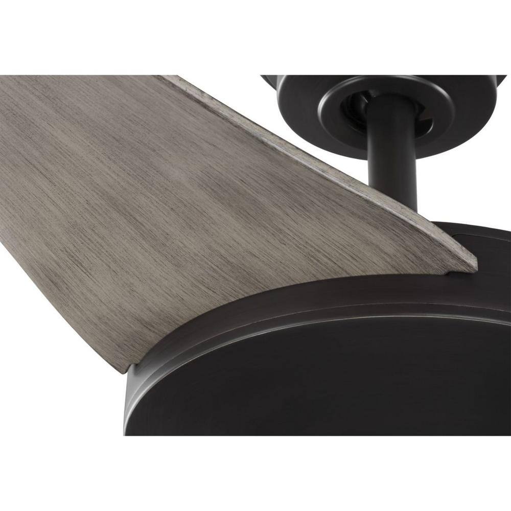 54" Antique Bronze Ceiling Fan with Grey Weathered Wood Blades