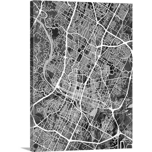 GreatBigCanvas "Austin Texas City Map" by Michael Tompsett Canvas Wall Art
