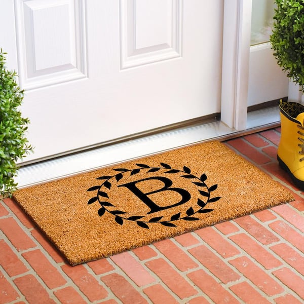 Sheltered Half Round Front Door Mat Braided Coir Coco Rubber Rug