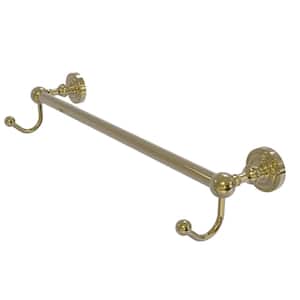 Dottingham Collection 30 in. Towel Bar with Integrated Hooks in Unlacquered Brass