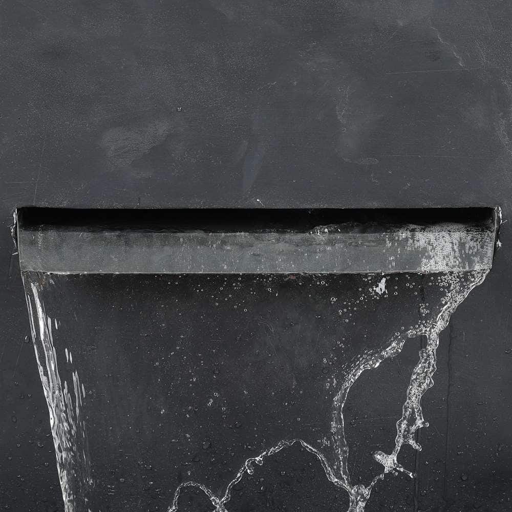 Gray Polyresin Modern Rectangular Waterfall Fountain with Planter