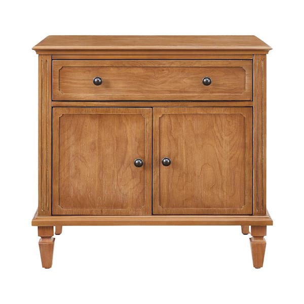 Natural Wood Nightstand with Charging Station USB Ports Bedside Table with Drawer Double-Door, Storage Cabinet End Table