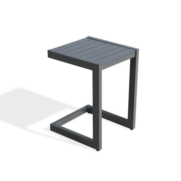 ULAX FURNITURE Dark Gray C-shaped Aluminum Outdoor Side Table