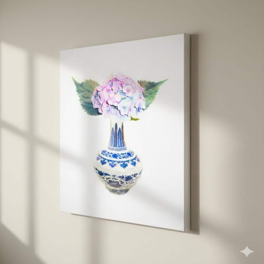 VENICE BEACH Collections Hydrangea in Chinoiserie Vase Still Life