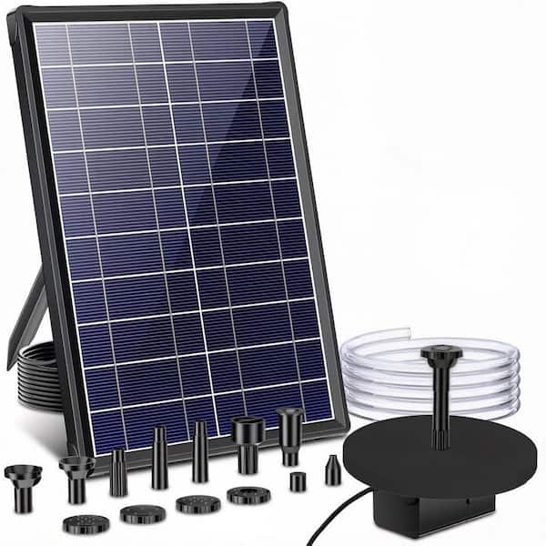 7.5-Watt Black Solar Bird Bath Fountain, Solar Water Pump with 5 ft. Tubing for Samll Ponds, Garden Pool and Bird Bath