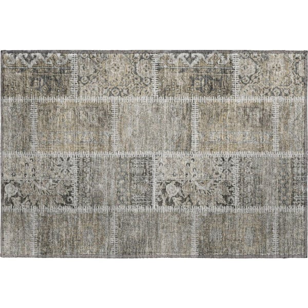 Addison Rugs Mayfield Premium Machine Washable Indoor/Outdoor Geometric AMF635 Taupe 1 ft. 8 in. x 2 ft. 6 in. Area Rug