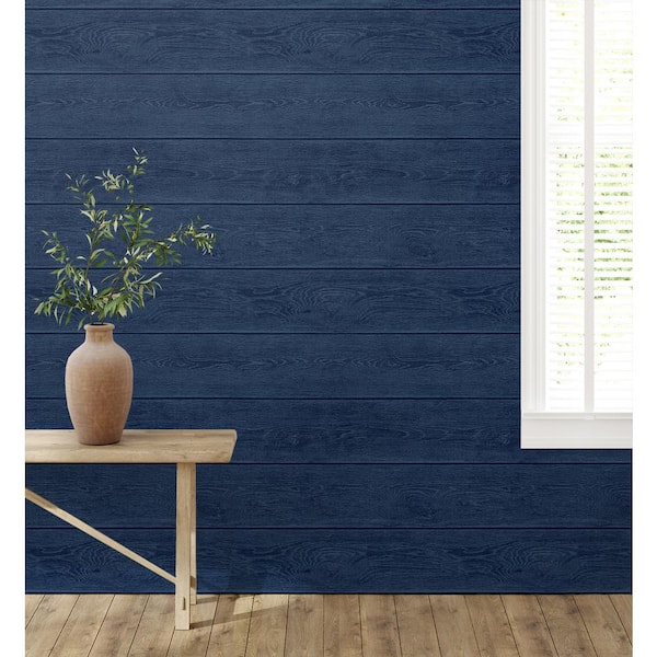 30.75 sq. ft. Denim Blue Stacks Vinyl Peel and Stick Wallpaper Roll