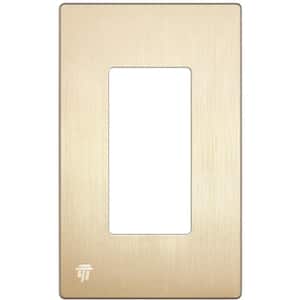 Elite 4.68 in. H x 2.93 in. L, Brushed Gold 1-Gang Screwless Decorator Wall Plate