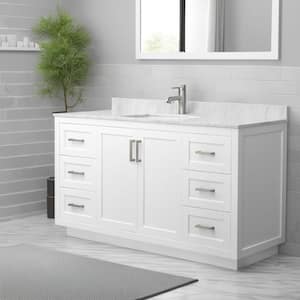 Miranda 60 in. W Single Bath Vanity in White with Cultured Marble Vanity Top in Light-Vein Carrara with White Basin