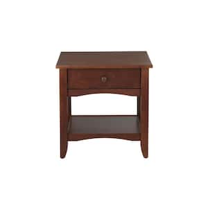 Cedar Springs Rectangular Sable Brown Finish Wood 1 Drawer End Table (21.97 in. W x 21.97 in. H)