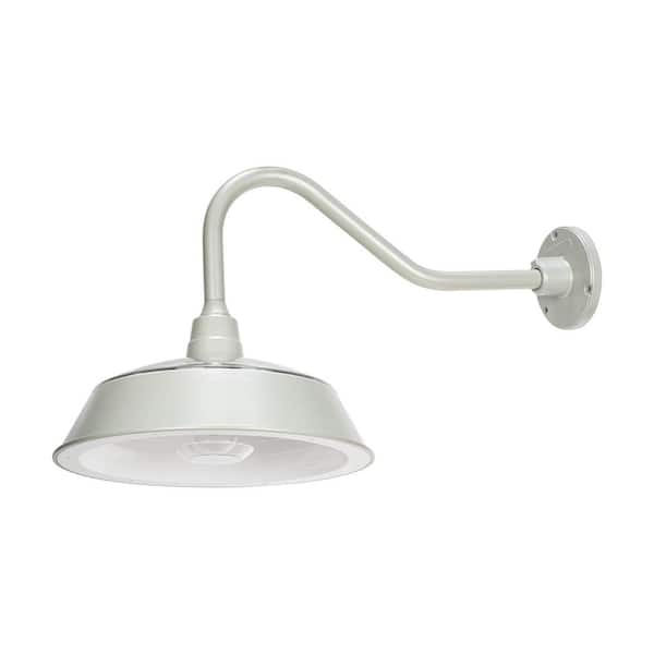 Cottage Grey Aluminum Solar Barn Light Dusk-to-Dawn Outdoor Integrated Warm White LED Wall Barn Light for Garage