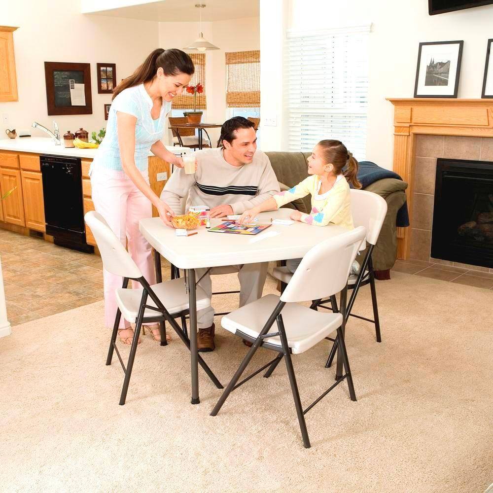 Lifetime White Plastic Folding Chairs with Steel Frame, 4-Pack
