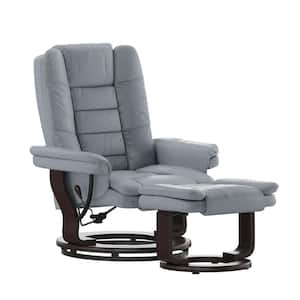Gray Fabric Arm Chair Recliner with Ottoman