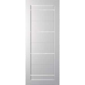 24 in. x 80 in. Mika Bianco Noble Finished with Frosted Glass Solid Core Wood Composite Interior Door Slab No Bore