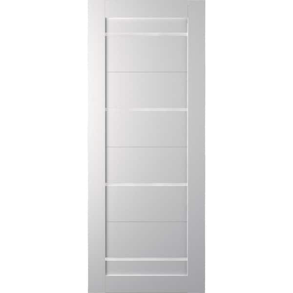 Belldinni 30 in. x 80 in. Mika Bianco Noble Finished with Frosted Glass Solid Core Wood Composite Interior Door Slab No Bore