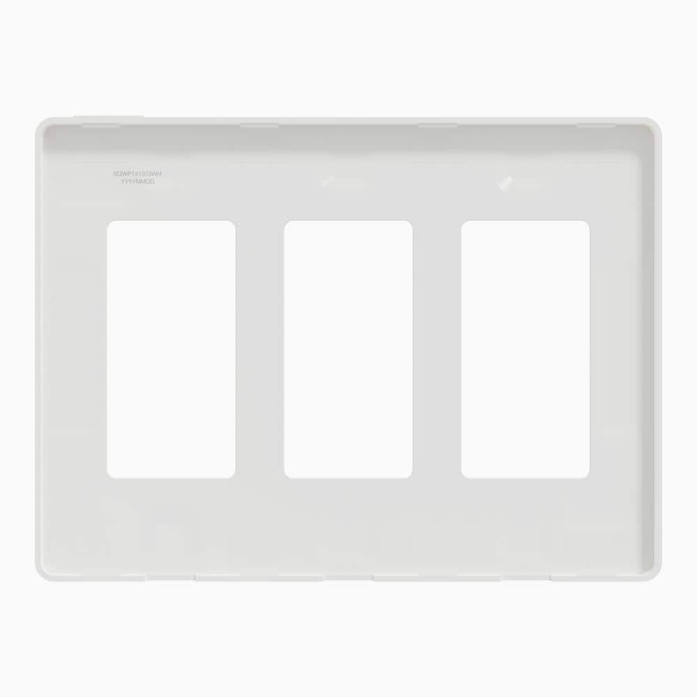 White 3-Gang Screwless Smooth Wall Plate Cover