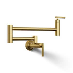 Wall Mount Pot Filler in Vibrant Brushed Moderne Brass