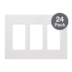 Claro 3 Gang Wall Plate for Decorator/Rocker Switches, Gloss, White (CW-3-WH-24PK) (24-Pack)