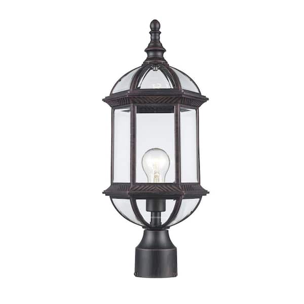 Bel Air Lighting Wentworth 19 in. 1-Light Rust Outdoor Lamp Post Light Fixture with Clear Glass