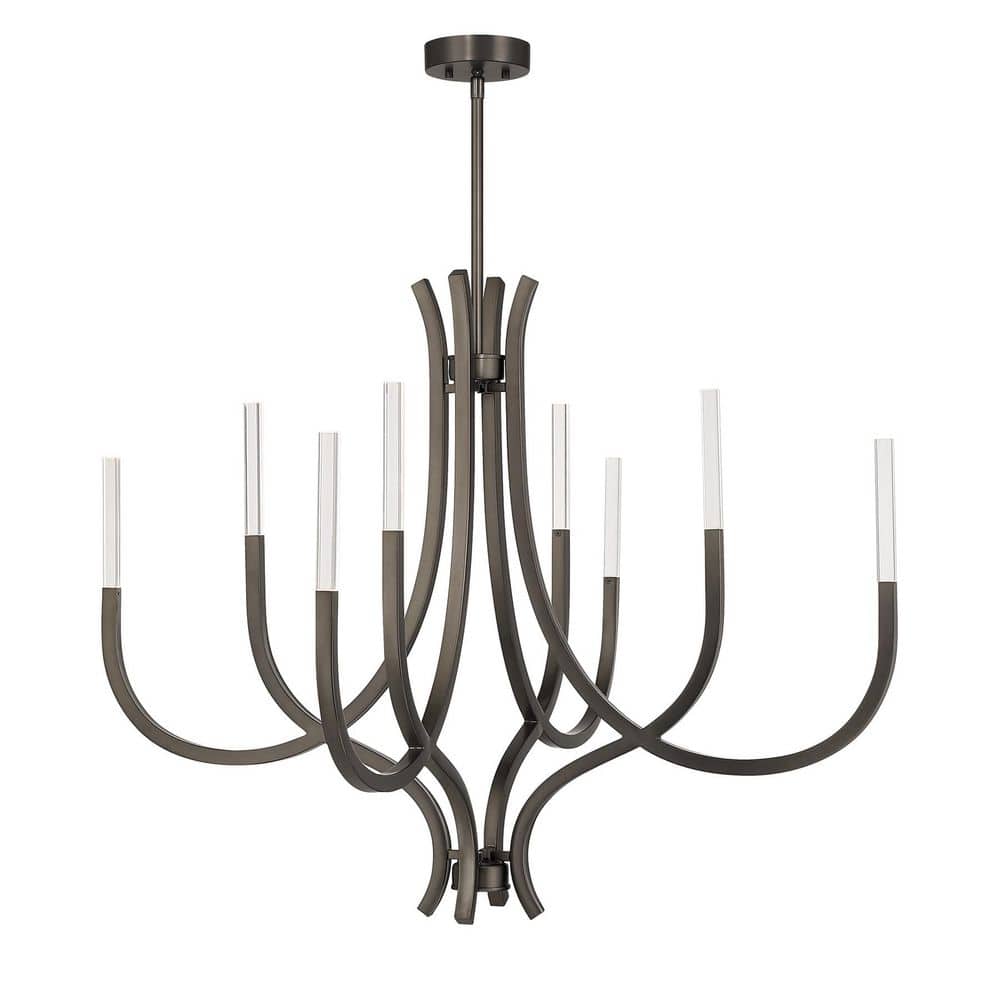 Bradford 40 in. W x 30 in. H 8-Light Mediterranean Bronze Integrated LED Contemporary Chandelier with Clear Glass Shades price history on PriceWatchPro