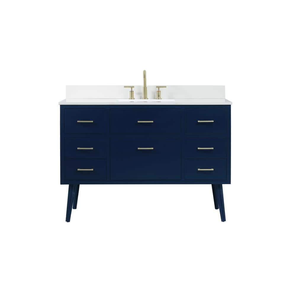 Timeless 48 in. W Single Bath Vanity in Blue with Engineered Stone Vanity T