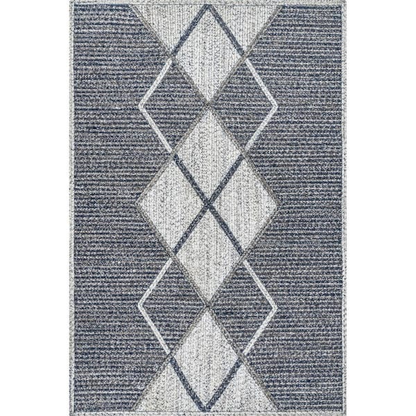 Gray 8 ft. x 10 ft. Adria Diamond Blended Jute Area Rug
