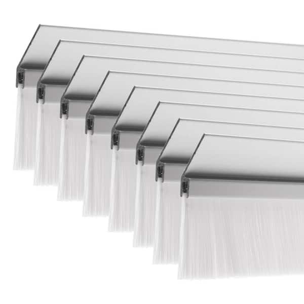 Garage Door Light Colored Brush Weather Seal with Aluminum Retainer and 1 in. White Brush - 2 Car Garage