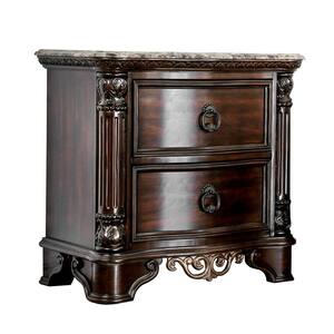 30 in. Brown 2-Drawer Wooden Nightstand