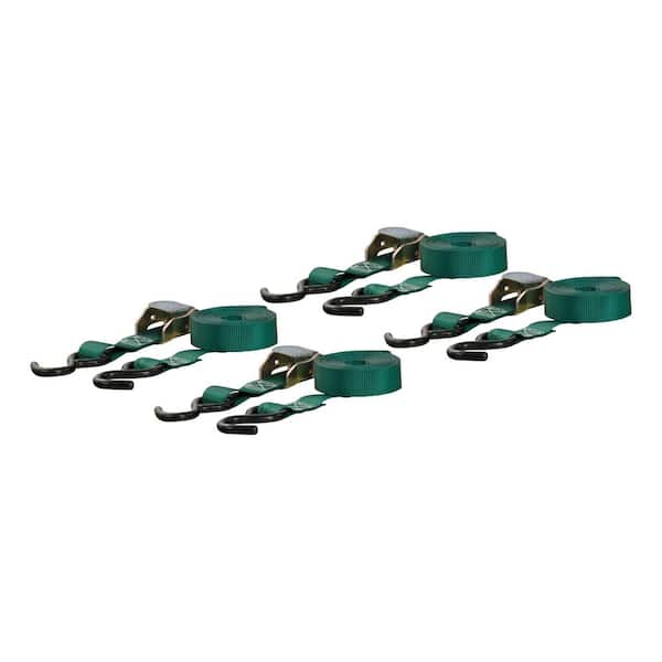 CURT 16' Dark Green Cargo Straps with S-Hooks (300 lbs., 4-Pack)