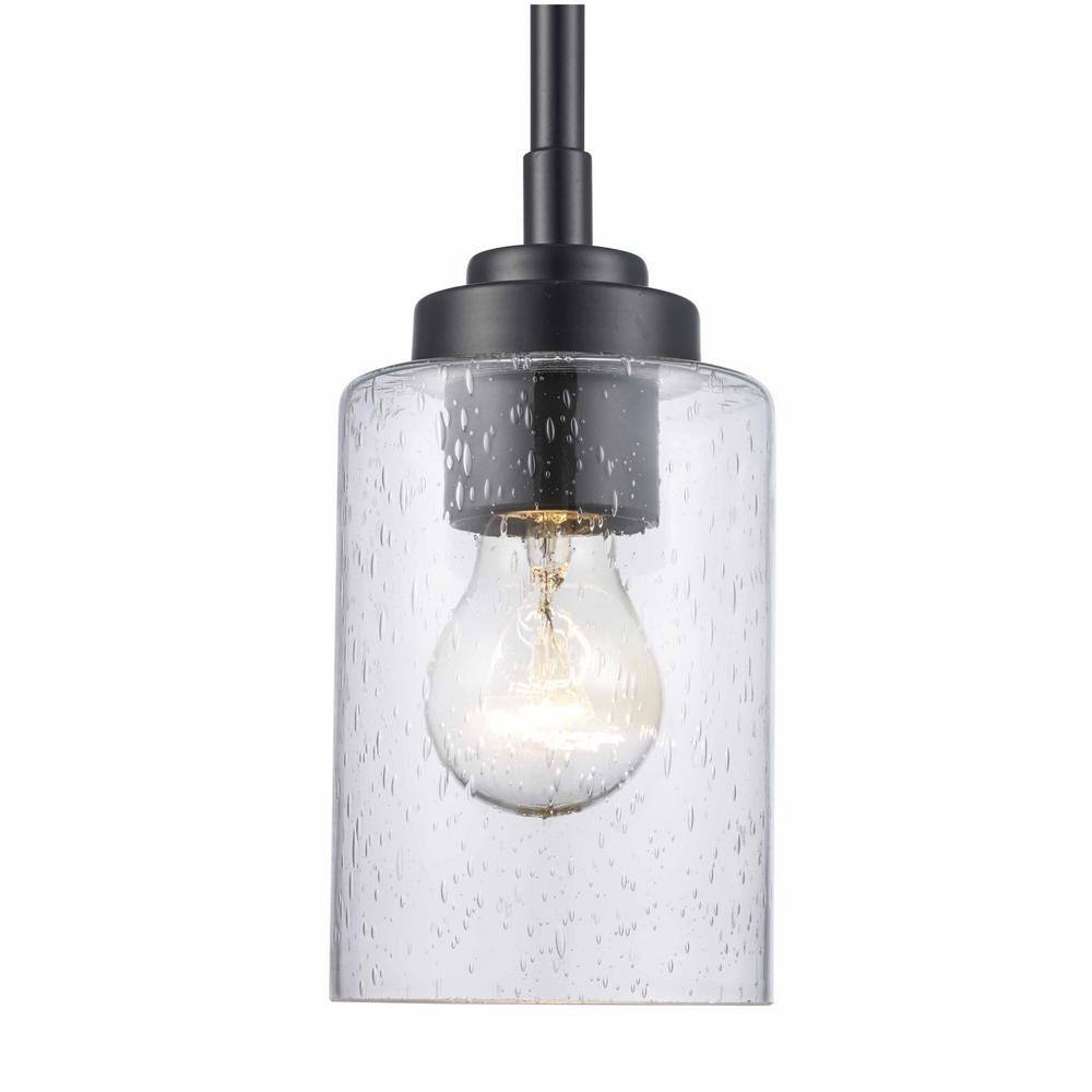 Black Mini Glass Drum Pendant Light with Adjustable Cord